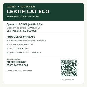 Uzonka – Certificare ECO de la pășune până la brânză